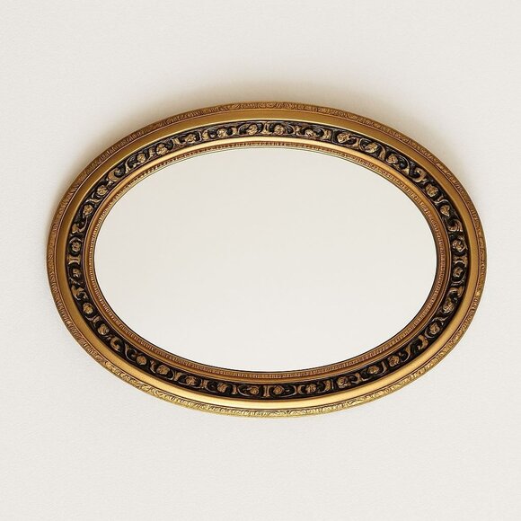 Oval Gold Wall Mirror VTG Ornate Decorative Vanity Hollywood Regency Home Decor - Picture 6 of 16